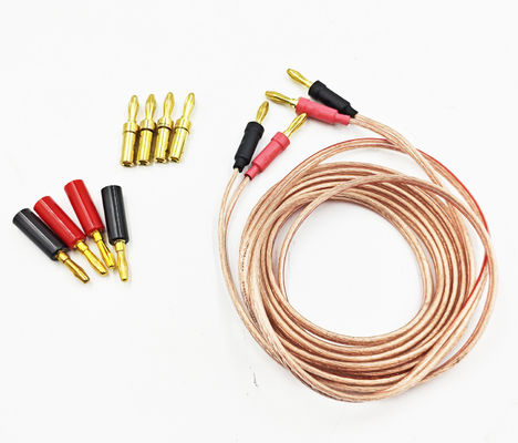 Transparent 14Ga Gauge Banana Wire for Bi-Wire Bi-Amp HiFi Surround Sound 99.9% OFC Copper