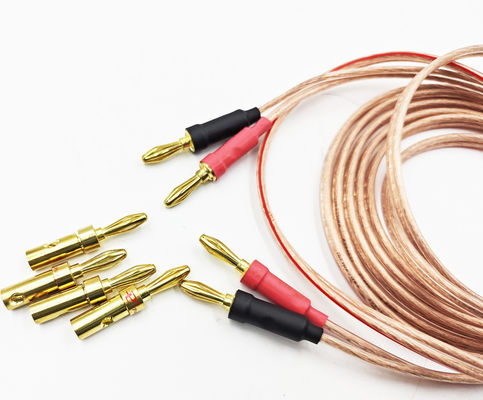 Transparent 14Ga Gauge Banana Wire for Bi-Wire Bi-Amp HiFi Surround Sound 99.9% OFC Copper