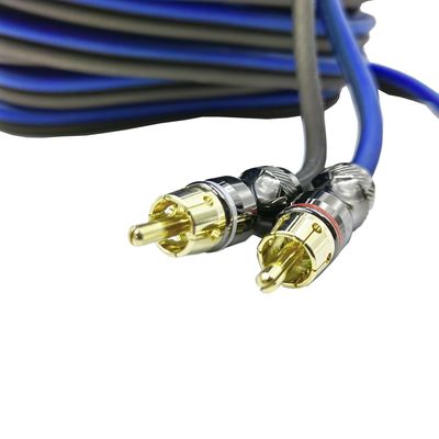 Male To Male 2 RCA Cable With Nylon Braided Expandable Sleeving 9.5mm Outer Diameter