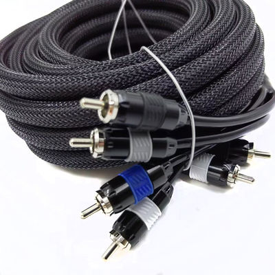 Male To Male 2 RCA Cable With Nylon Braided Expandable Sleeving 9.5mm Outer Diameter