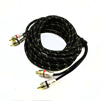 Male To Male 2 RCA Cable With Nylon Braided Expandable Sleeving 9.5mm Outer Diameter