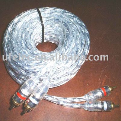 Male To Male 2 RCA Cable With Nylon Braided Expandable Sleeving 9.5mm Outer Diameter