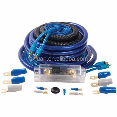 Car Audio Amplifier Wiring Kit with RCA Connector Type and Customizable Cable Color