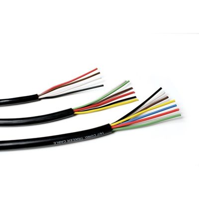 Industrial 7 Conductor Trailer Cable 10-12-14 AWG GPT Soft PVC Jacket Color Coded Wires