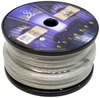 Copper Clad Aluminum Conductor Flexible Car Audio Power Cable with PVC Insulation 0 4 8 Gauge in Any Color